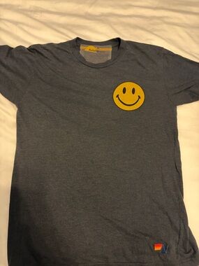Aviator Nation Charcoal Tee with Yellow Smile Patch